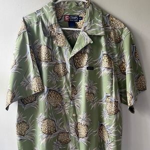 Chaps Ralph Lauren Large Hawaiian Pineapple Print Mens Button Down Shirt